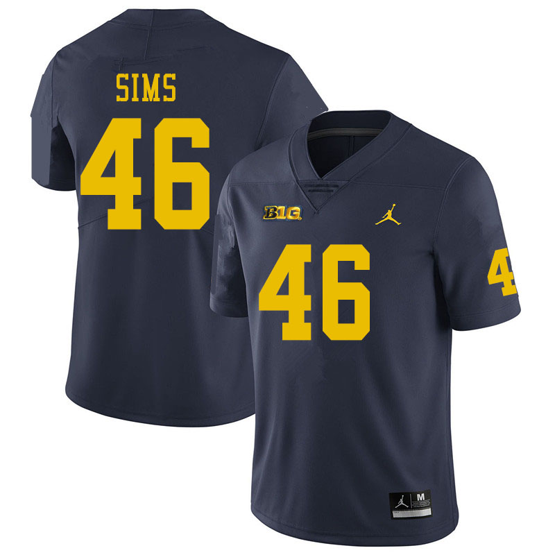 Men #46 Myles Sims Michigan Wolverines College Football Jerseys Sale-Navy